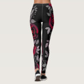 Aquarellfarbene Rose, rote Rosen in Schwarz Leggings (Rückseite)