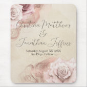 Aquarellfarbene Rose Rustikales Hochzeitsmuseum Mousepad (Vorne)