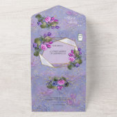 Aquarellfarbene Rose & Tulissen mit Gold Alles All In One Einladung (Außenbereich)