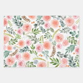 Aquarellfarbene Rose und Blätter im Grünen (Vorderseite 2)