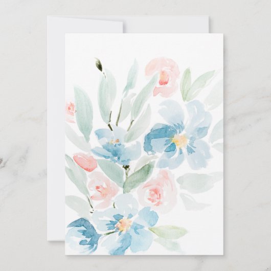 Aquarellfarbene Rose und Einladung zur Hochzeit (Rückseite)