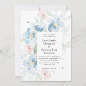 Aquarellfarbene Rose und Einladung zur Hochzeit (Vorderseite)