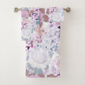 Aquarellfarbene Rose und Hydrangeas. Badhandtuch Set (Insitu)