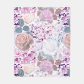Aquarellfarbene Rose und Hydrangeas. Fleecedecke (Vorderseite)
