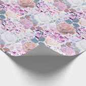 Aquarellfarbene Rose und Hydrangeas. Geschenkpapier (Ecke)