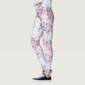 Aquarellfarbene Rose und Hydrangeas. Leggings (Links)