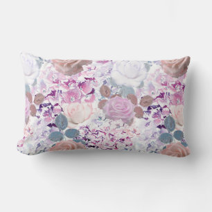 Aquarellfarbene Rose und Hydrangeas. Lendenkissen