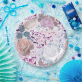 Aquarellfarbene Rose und Hydrangeas. Pappteller (Party)