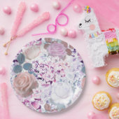 Aquarellfarbene Rose und Hydrangeas. Pappteller (Party)