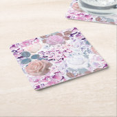 Aquarellfarbene Rose und Hydrangeas. Rechteckiger Pappuntersetzer (angewinkelt)
