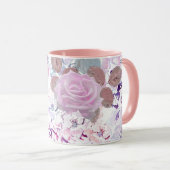 Aquarellfarbene Rose und Hydrangeas. Tasse (VorderseiteRechts)