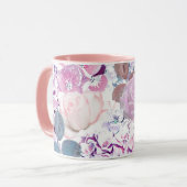 Aquarellfarbene Rose und Hydrangeas. Tasse (Vorderseite Links)