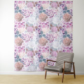 Aquarellfarbene Rose und Hydrangeas. Wandteppich (Beispiel)