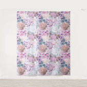 Aquarellfarbene Rose und Hydrangeas. Wandteppich (Vorderseite)