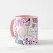 Aquarellfarbene Rose und Hydrangen, Tasse (Vorderseite Links)