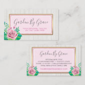 Aquarellfarbene Rose und rustikale Shabby Chic-Hüt Visitenkarte (Vorne/Hinten)