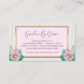 Aquarellfarbene Rose und rustikale Shabby Chic-Hüt Visitenkarte (Rückseite)