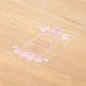 Aquarellfarbene Rose Wappen Taufe Acryleinladungen (Ablage )