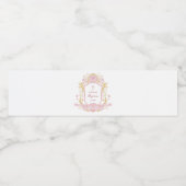 Aquarellfarbene Rose Wappen Taufe Wasserflaschenetikett (Einzelnes Label)