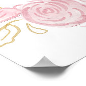 Aquarellfarbene Rose Wappen Taufe Willkommen Poster (Ecke)