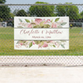 Aquarellfarbene Rose Weichrosa Hochzeit Banner (Insitu)