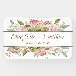 Aquarellfarbene Rose Weichrosa Hochzeit Banner