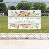 Aquarellfarbene Rose Weichrosa Hochzeit Banner (Insitu)