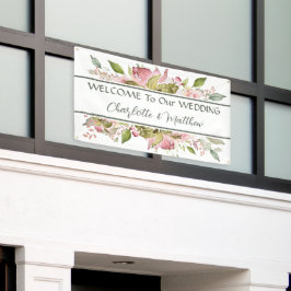 Aquarellfarbene Rose Weichrosa Hochzeit Banner