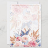 Aquarellfarbene Rosen & Blauer Blume Hochzeit Einladung (Rückseite)