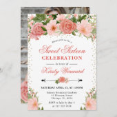 Aquarellfarbene Rosen Blume Foto Sweet 16 Einladung (Vorne/Hinten)