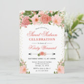 Aquarellfarbene Rosen Blume Süß 16 Einladung (Stehend Vorderseite)