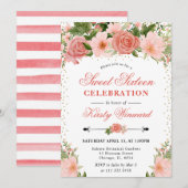 Aquarellfarbene Rosen Blume Süß 16 Einladung (Vorne/Hinten)