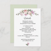 Aquarellfarbene Rosen mit rosa Rosen, Hochzeitsdet Begleitkarte (Vorne/Hinten)