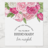 Aquarellfarbene Rosen sind mein Markenweinetikett Weinetikett (Einzelnes Label)