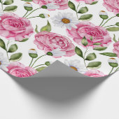 Aquarellfarbene Rosen und Daisy-Blume Geschenkpapier (Ecke)