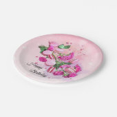 Aquarellfarbene Rosen und französische Macarons Ge Pappteller (Schrägansicht)