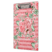 Aquarellfarbene Rosen und Glitzer Streifen Klemmbrett (Links)