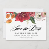 Aquarellfarbene rote Amaryllis und QR-Code für Her Save The Date (Vorderseite)