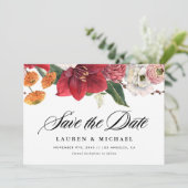Aquarellfarbene rote Amaryllis und QR-Code für Her Save The Date (Stehend Vorderseite)