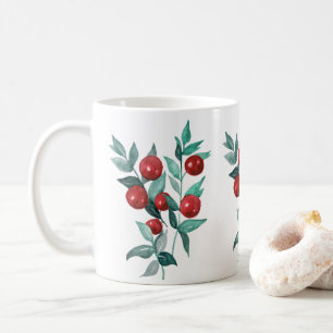 Aquarellfarbene Rote Berries Kaffeetasse