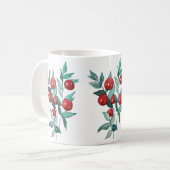 Aquarellfarbene Rote Berries Kaffeetasse (Vorderseite Links)