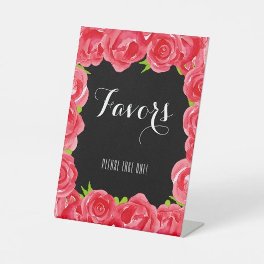 Aquarellfarbene Rote Rosen Sockelschild (Vorderseite)