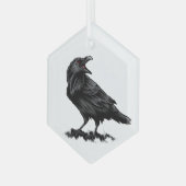 Aquarellfarbene Roten Vögel Glasdekoration Ornament Aus Glas (Vorderseite Links)