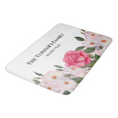Aquarellfarbene, sanfte, rosa, weiße Rosen - Illus Badematte (Schrägansicht)