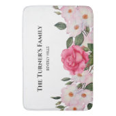 Aquarellfarbene, sanfte, rosa, weiße Rosen - Illus Badematte (Vorderseite Vertikal)