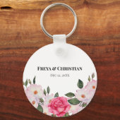 Aquarellfarbene, sanfte, rosa, weiße Rosen - Illus Schlüsselanhänger (Vorderseite)