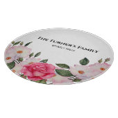 Aquarellfarbene, sanfte, rosa, weiße Rosen - Illus Schneidebrett (Ecke)