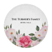 Aquarellfarbene, sanfte, rosa, weiße Rosen - Illus Schneidebrett (Vorderseite)