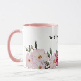 Aquarellfarbene, sanfte, rosa, weiße Rosen - Illus Tasse