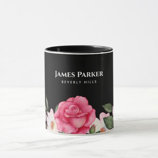 Aquarellfarbene, sanfte, rosa, weiße Rosen - Illus Tasse (Zentrum)